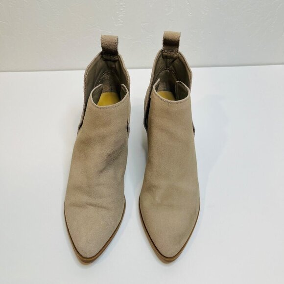 Dolce Vita Daine tan suede leather Block heel pointy toe ankle boots Size 7.5 - Picture 2 of 10